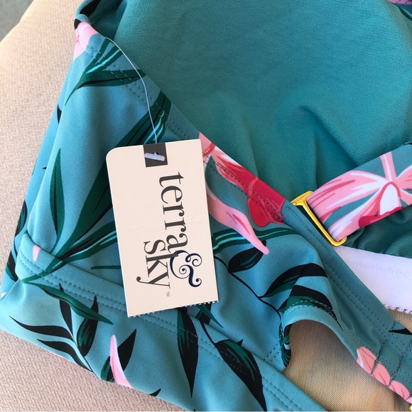 Terra & Sky Floral Print Tommy Control Removable Cups One Piece Swimwear 2X - Picture 11 of 16